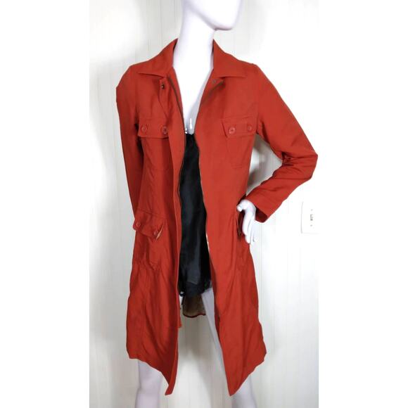 Merona rusty orange trench coat size small - Picture 3 of 7